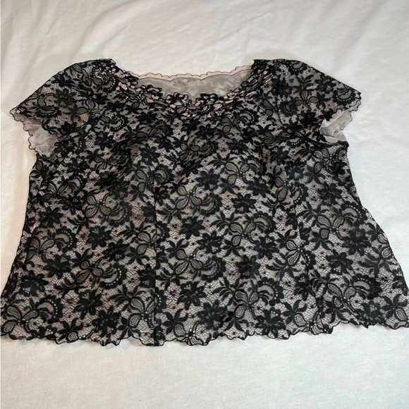 Vintage Whimsigoth Nylon Black Lace Goth Blouse de Jour by Saab - Picture 1 of 8